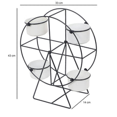 Revolving Wheel Black & White Planter Stand