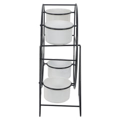 Revolving Wheel Black & White Planter Stand