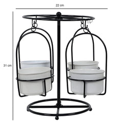 Detachable Revolving Merry Go Round Black & White Planter Stand