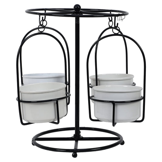 Detachable Revolving Merry Go Round Black & White Planter Stand