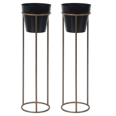 Big Pot Shape Planter Gold & Black Planter Stand Set of 2