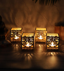 Lotus Etching Tealight Holder Set of 4