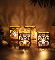 Lotus Etching Tealight Holder Set of 4