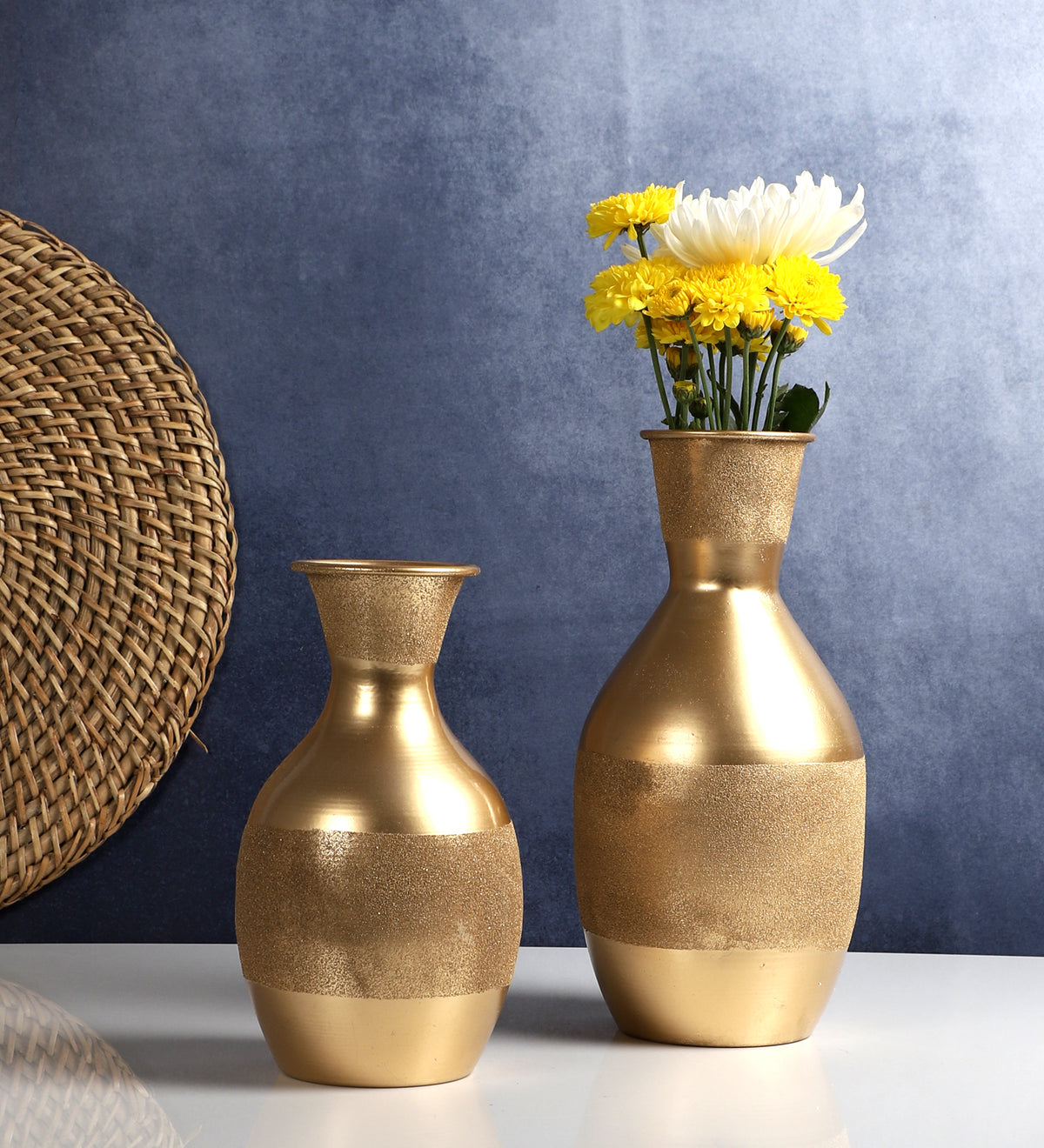 Gold Flower Pot Set of 2