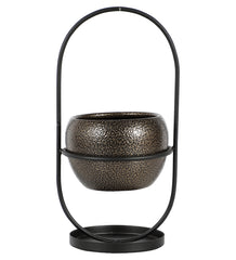 Black & Gold Textured Apple Planter Set of 2