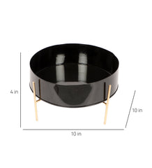 Round Black & Gold Table Planter with Stand Set of 2