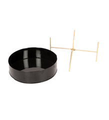 Round Black & Gold Table Planter with Stand Set of 2