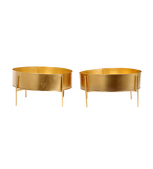 Round Gold Table Planter with Stand Set of 2