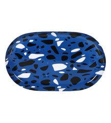 Blue & Black Metal Oval Platter Set of 2