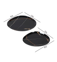 Black & Gold Metal Platter Set of 2