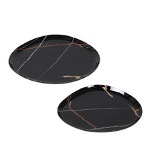 Black & Gold Metal Platter Set of 2