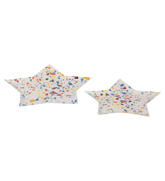 Multicolor Star Metal Platter Set of 2