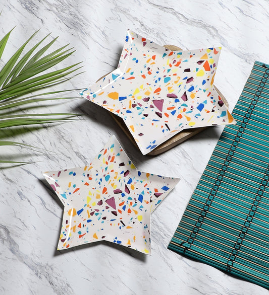 Multicolor Star Metal Platter Set of 2