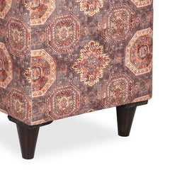 Square Printed Gold Ottoman With Metal Leg Stool