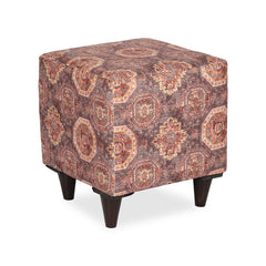 Square Printed Gold Ottoman With Metal Leg Stool