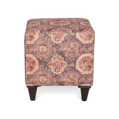 Square Printed Gold Ottoman With Metal Leg Stool