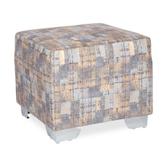 Square Printed Gold Ottoman With Metal Leg Stool