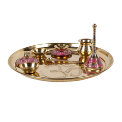 Om Brass Pooja Thali Set of 8