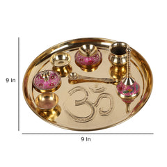 Om Brass Pooja Thali Set of 8