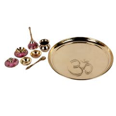 Om Brass Pooja Thali Set of 8