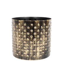 Black & Gold Dot Hammred Planter Set of 3