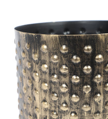 Black & Gold Dot Hammred Planter Set of 3