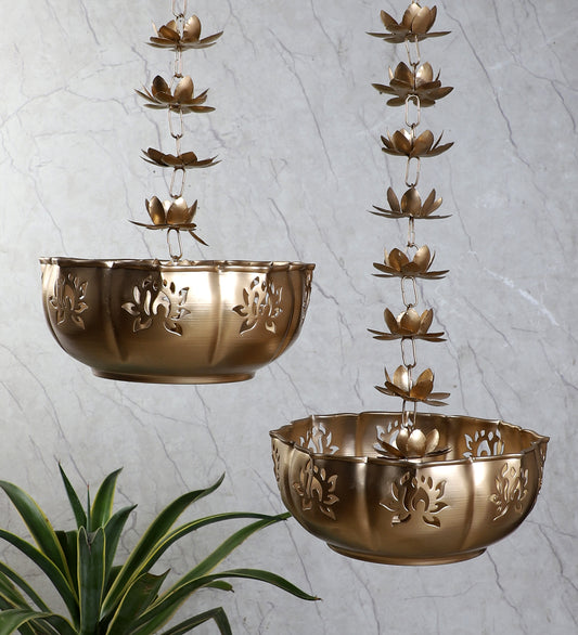 Hanging Big Lotus Urli Set of 2