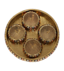 Brass Basket WIth 4 Jars