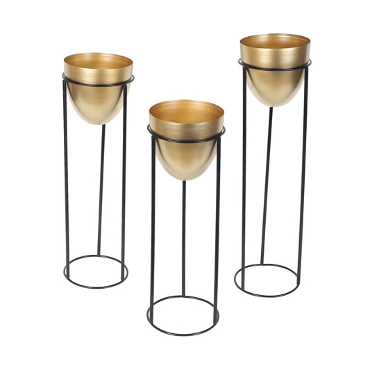 Detachable Gold Capsule Floor Planter Set of 3