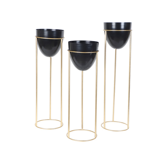 Detachable Black Capsule Floor Planter Set of 3