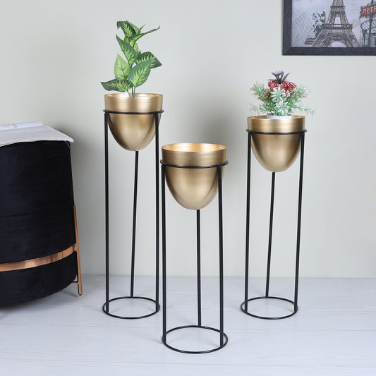 Detachable Gold Capsule Floor Planter Set of 3