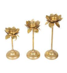 Three Layer Lotus With 4 Gold Glass Votive