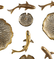 Gold Aluminium Fish & Plate Wall Art Set of 10