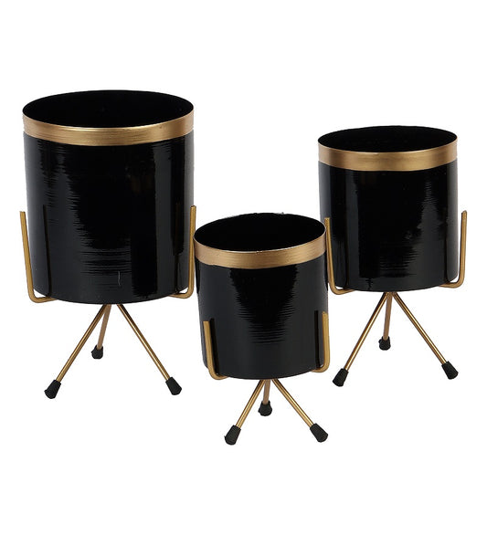 Black & Gold Metal Votive Planter Set of 3