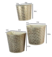 White & Gold Hammred Wall Planter Set of 3