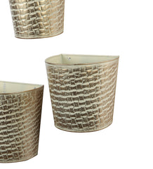 White & Gold Hammred Wall Planter Set of 3