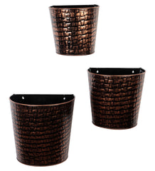 Copper & Black Hammred Wall Planter Set of 3