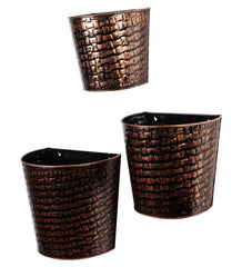 Copper & Black Hammred Wall Planter Set of 3