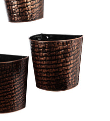 Copper & Black Hammred Wall Planter Set of 3