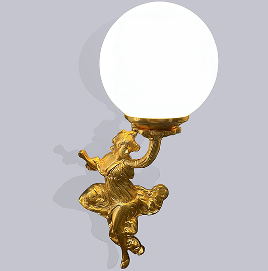 Gold Iconic Queen Beauty With Milky Glass Wall Light