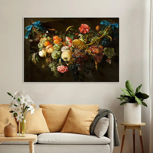 Vintage Floral & Fruits Still Life Art Wall Painting