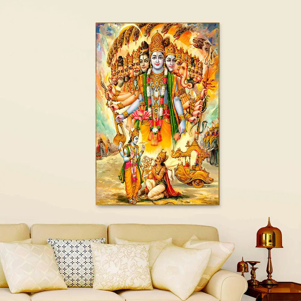 Life-Like Lord Vishnu Canvas Wall Painting for Living Room