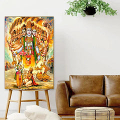 Life-Like Lord Vishnu Canvas Wall Painting for Living Room