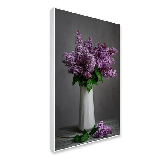 Soothing Lilac Flower Vase Still Life Canvas Painting