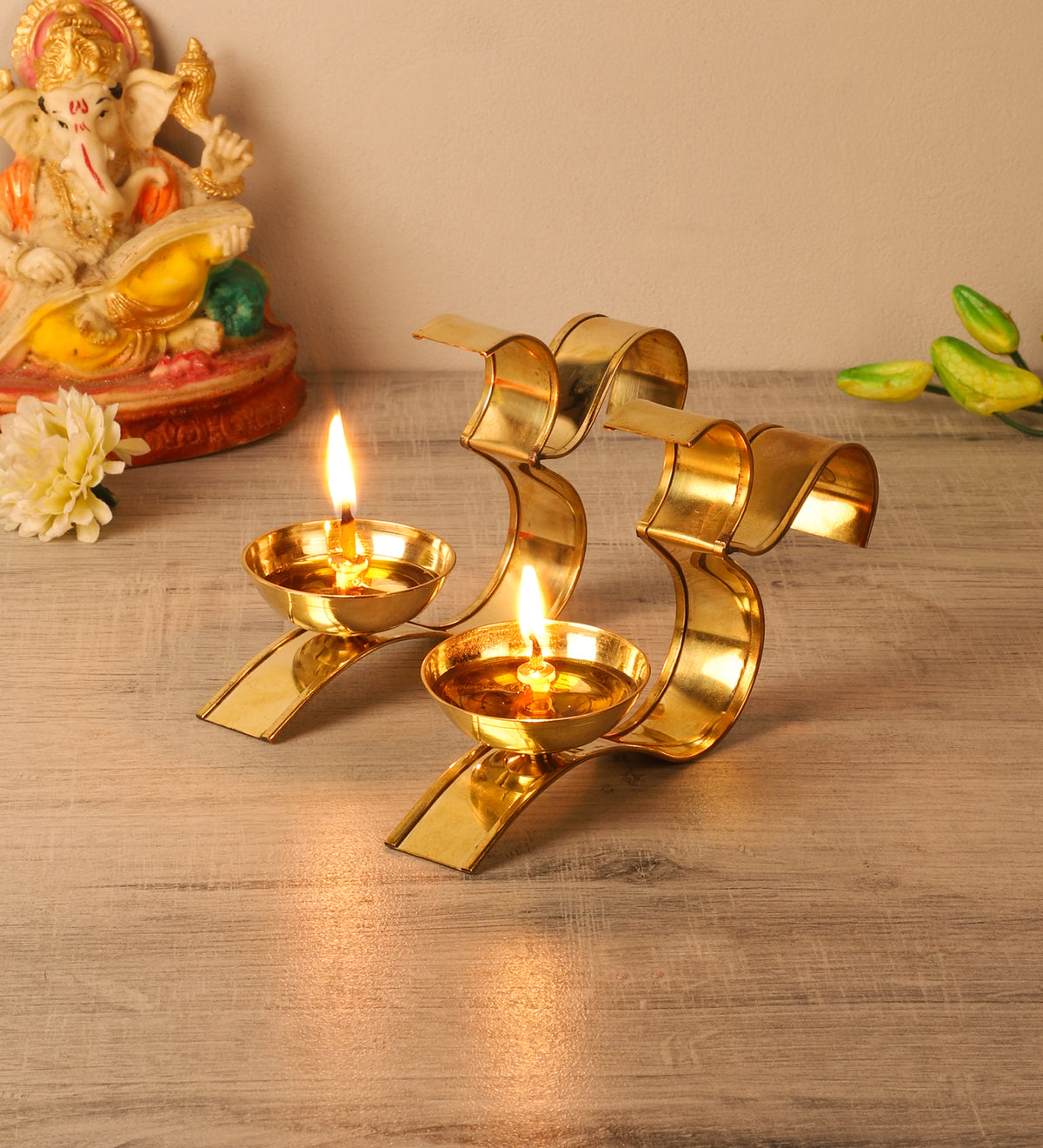 Om Akhand Brass Dia Set of 2