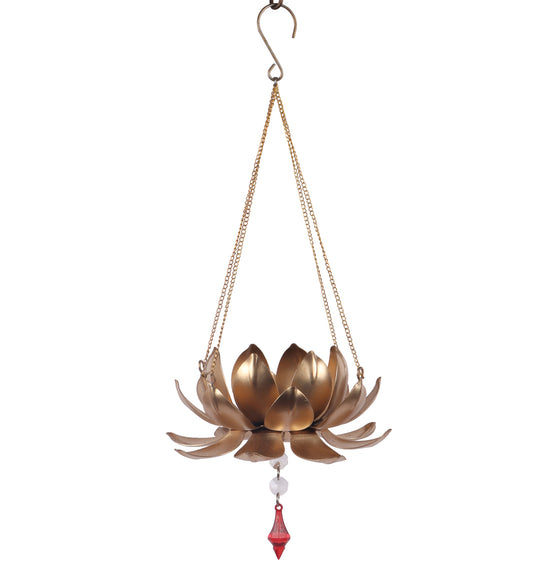 Hanging Lotus with Beads Tealight Holder