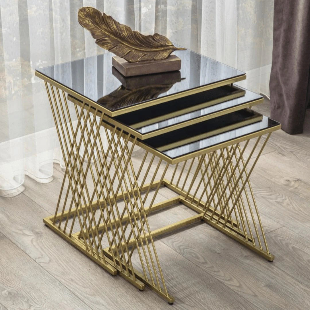 Gold Wire Nesting Tables Set OF 3