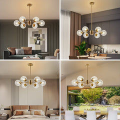 Six Clear Globe Spreaded Design Ceiling Chandelier