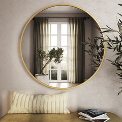 33 Inches Gold Round Mirror