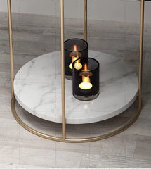 HT Tow Layers Marble Side Table (Gold)